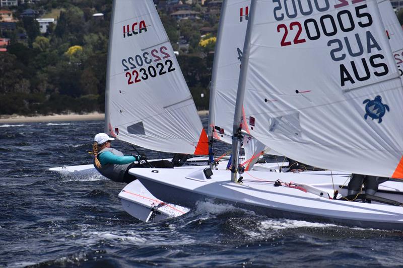 The Solidarity Program sailors are identified by the blue turtle on the ILCA 4 sail photo copyright Jane Austin taken at Royal Yacht Club of Tasmania and featuring the ILCA 4 class
