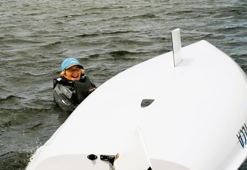 Happy smiles despite the capsize during the Annual Women's ILCA Regatta at Burton Sailing Club  photo copyright David Ellis taken at Burton Sailing Club and featuring the ILCA 4 class