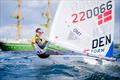 The clenched winning fist of Denmark's Anna Munch after winning the Kiel Wocke in ILCA 6 © Sascha Klahn / Kieler Woche