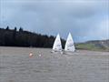 The leading pair sailing fast! Finn Harris just ahead but caught by Toby right on the line during the Solway Yacht Club Easter Weekend