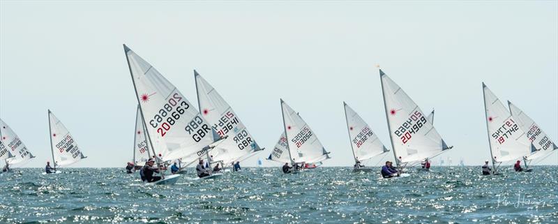 Radial fleet downwind during the Laser Masters Nationals at Hayling Island photo copyright Peter Hickson / HISC taken at Hayling Island Sailing Club and featuring the ILCA 6 class