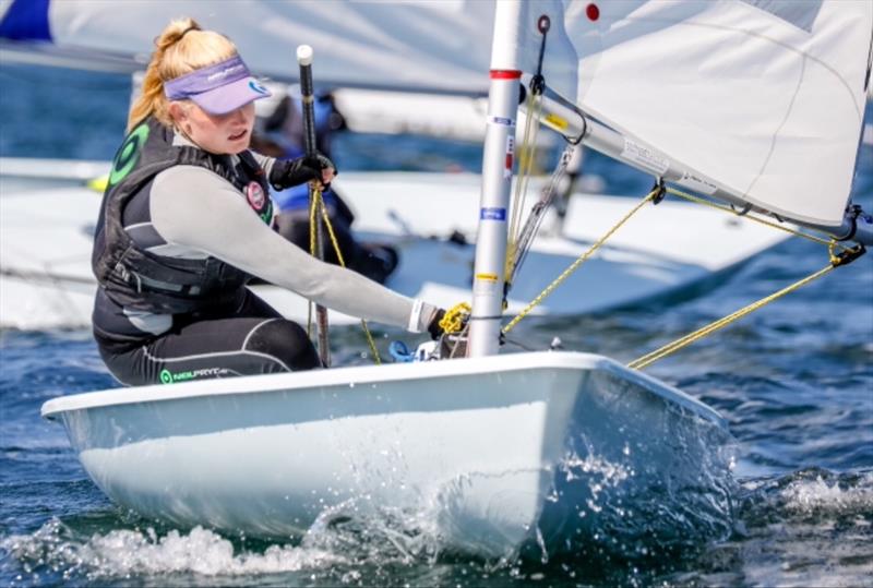 Matilda Nicholls (GBR) during the Laser Radial Youth World Championships in Kiel photo copyright Event Media taken at Kieler Yacht Club and featuring the ILCA 6 class