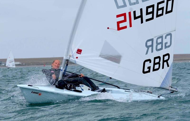 Lucy Davis on day 1 of the UKLA ILCA 6 Nationals at the WPNSA  photo copyright Sam Pearce taken at Weymouth & Portland Sailing Academy and featuring the ILCA 6 class