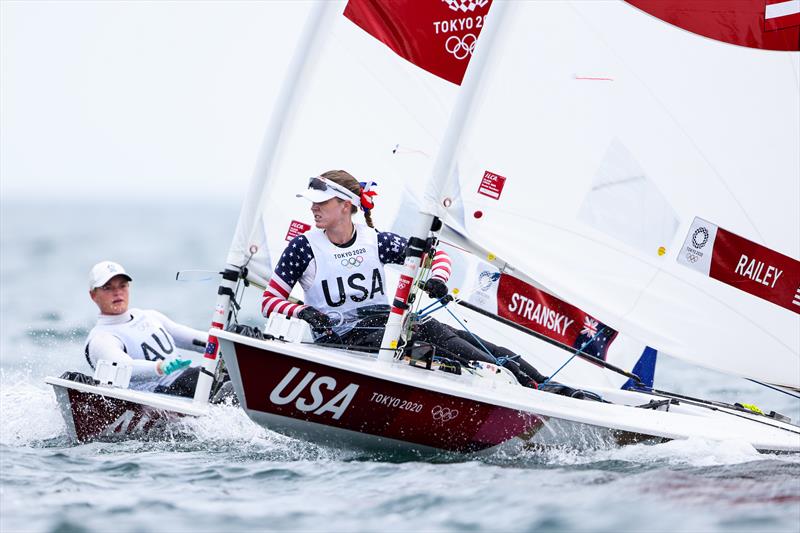 Paige Railey in the Women's ILCA 6 on Tokyo 2020 Olympic Sailing Competition Day 2 photo copyright Sailing Energy / World Sailing taken at  and featuring the ILCA 6 class