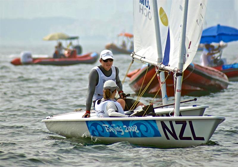 Jo Aleh (Laser Radial) and Andrew Murdoch (Laser) - Qingdao Olympic Regatta 2008 - photo © Richard Gladwell