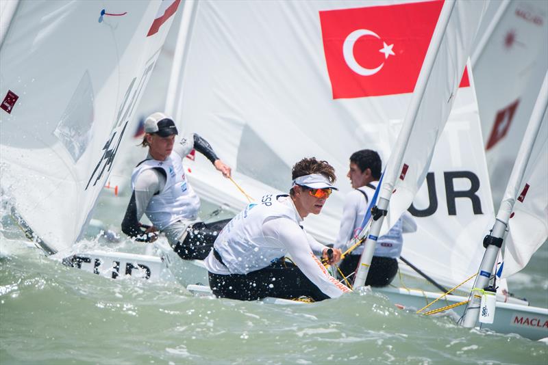 Mens Laser Radial - Day 1, 2018 World Sailing Youth Worlds, Corpus Christi, Texas, USA photo copyright Jen Edney / World Sailing taken at Corpus Christi Yacht Club and featuring the ILCA 6 class