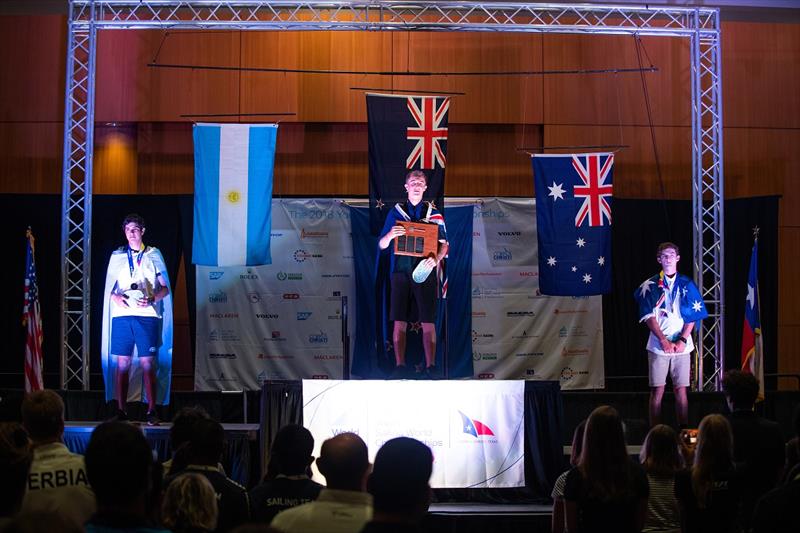 Zac Littlewood podium - 2018 Youth Sailing World Championships  photo copyright Jen Edney / World Sailing taken at  and featuring the ILCA 6 class