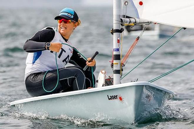 Matilda Talluri (Italy) took the lead after two races in the goldfleet - 2018 Laser Radial Youth World Championships photo copyright www.segel-bilder.de taken at Kieler Yacht Club and featuring the ILCA 6 class
