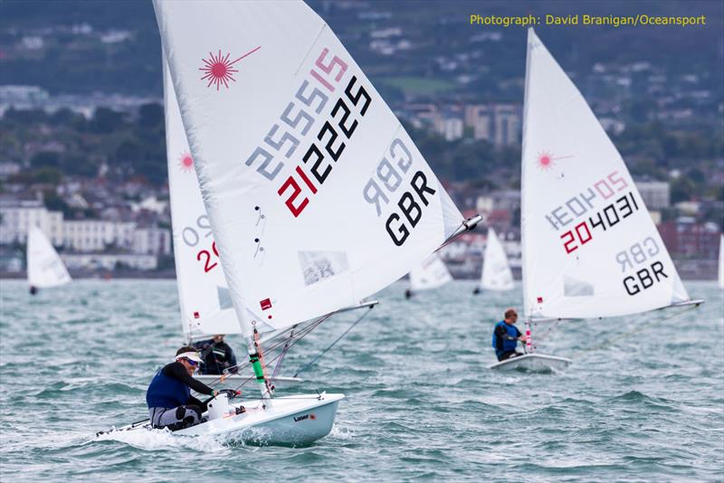 Andrew Byrne (GBR) in the Apprentice Radial class on the final day of the DLR Laser Masters World Championships in Dublin Bay - photo © David Branigan / www.oceansport.ie