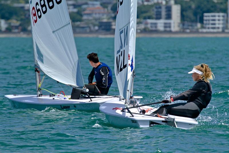 Isabella Boyd starts a tack - Laser Radial - Oceanbridge NZL Sailing Regatta - Day 2 - February 2 photo copyright Richard Gladwell taken at Royal Akarana Yacht Club and featuring the ILCA 6 class