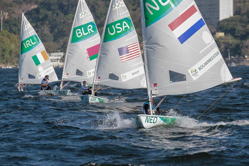The then-Laser Radial class racing at the 2016 Olympics in Rio de Janeiro photo copyright Richard Gladwell taken at Iate Clube do Rio de Janeiro and featuring the ILCA 6 class
