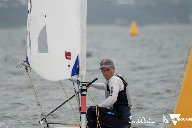 Michael Compton at 2020 ILCA Laser Radial Women's Championship photo copyright Jon West Photography taken at  and featuring the ILCA 6 class