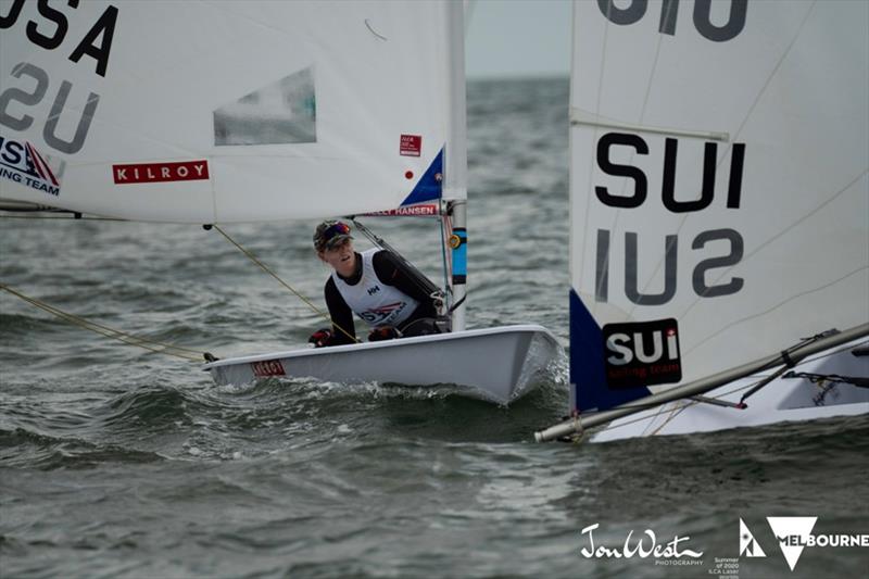 Paige Railey at the 2020 ILCA Women's Laser Radial World Championships, day 2 photo copyright Jon West Photography taken at  and featuring the ILCA 6 class