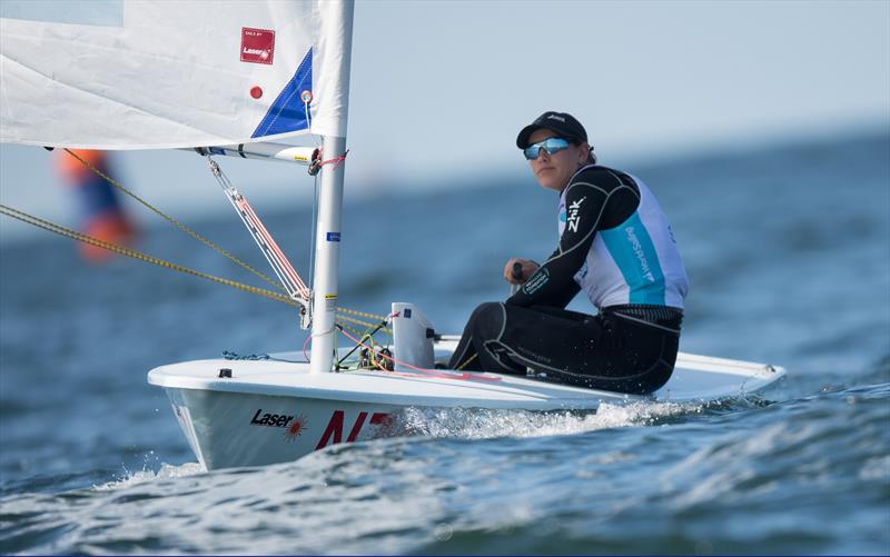 Samantha Stock (NZL) Girls Laser Radial , 2019 Hempel Youth Worlds Gdynia, Poland photo copyright Szymon Sikora / World Sailing taken at  and featuring the ILCA 6 class