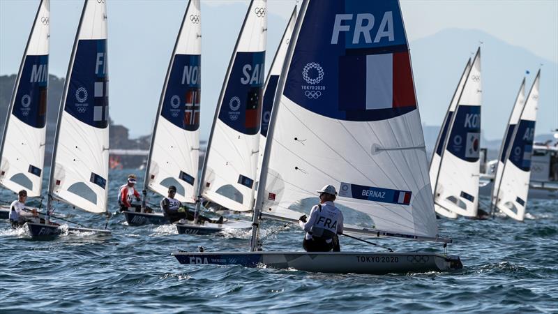 Tokyo2020 - Day 1 - July, 25 - Enoshima, Japan. (FRA leads) Mens ILCA Race 1 photo copyright Richard Gladwell - Sail-World.com / nz taken at Royal New Zealand Yacht Squadron and featuring the ILCA 6 class