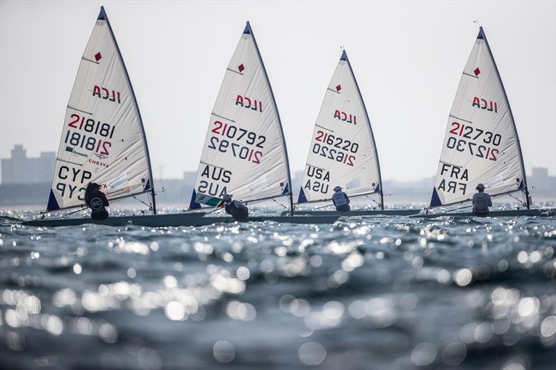 Sailors practicing in Oman ahead of the 2021 ILCA 6 Radial Worlds photo copyright Oman Sail taken at  and featuring the ILCA 6 class