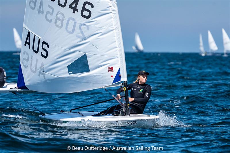 Mara Stransky (ILCA 6) competing at Kieler Woche in Kiel, Germany. photo copyright by Beau Outteridge / Australian Sailing Team taken at  and featuring the ILCA 6 class