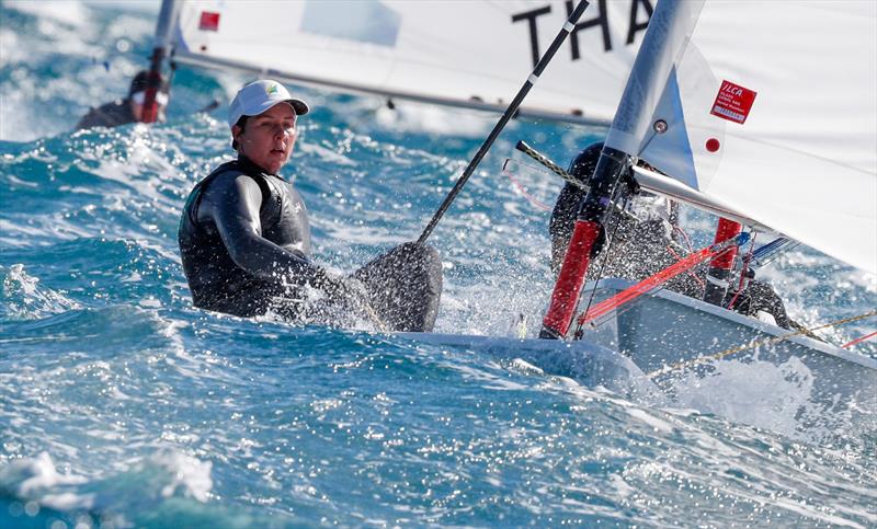 Zoe Thomson amongst the waves - ILCA European Championships 2023 - photo © Thom Touw Sailing Photographer