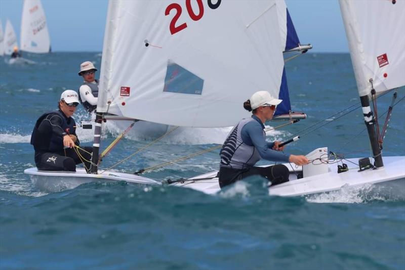 Greta Pilkington leads Louie Poletti - ILCA (Laser) NZ National Championship - Napier - January 2023 photo copyright Richard Beauchamp taken at Napier Sailing Club and featuring the ILCA 6 class