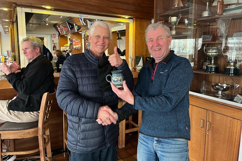 Glen Fisher (L) with Neil Colin, Frostbites Organiser - Viking Marine DMYC Frostbites series 2 day 16 - photo © Frank Miller