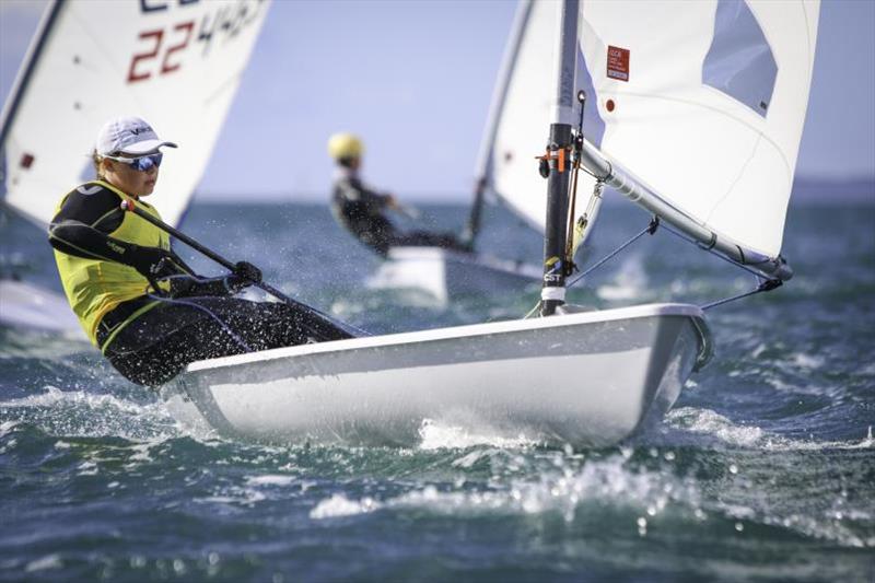 Chloe Turner - Girls  ILCA 6 - Yachting New Zealand Youth Trials - ILCA 4 - Murrays Bay SC - April 2024 photo copyright Jacob Fewtrell Media taken at Murrays Bay Sailing Club and featuring the ILCA 6 class