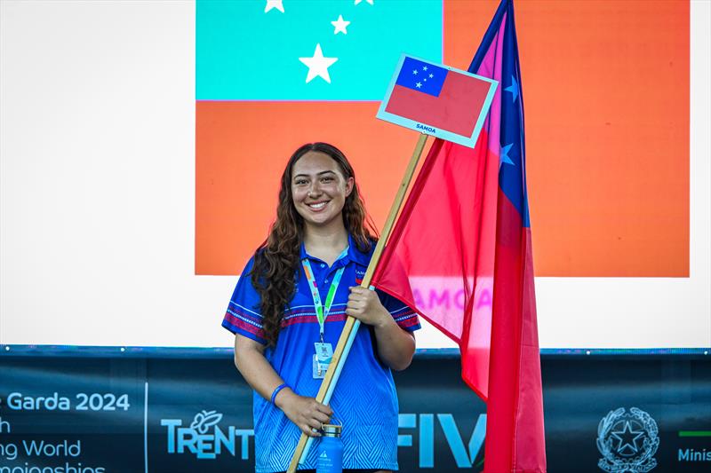 Samoa's Elle Rasch at the 2024 Youth Sailing World Championships Opening Ceremony photo copyright Martina Orsini / World Sailing taken at  and featuring the ILCA 6 class
