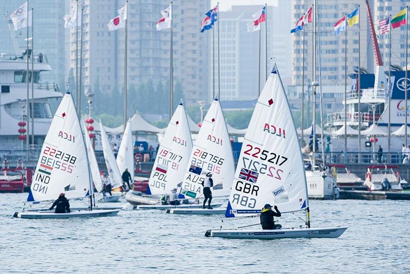 No wind again on day 2 of the ILCA 7 Men's World Championships at Qingdao photo copyright Host / ILCA taken at Qingdao Olympic Sailing Center and featuring the ILCA 6 class