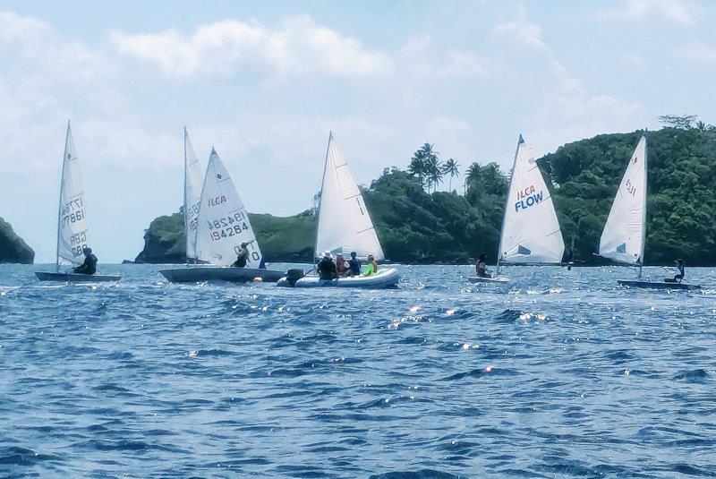 Starting practice off Young Island at SVG Sailing Association's High Performance Race Training Clinic photo copyright SVG Sailing Association taken at  and featuring the ILCA 6 class