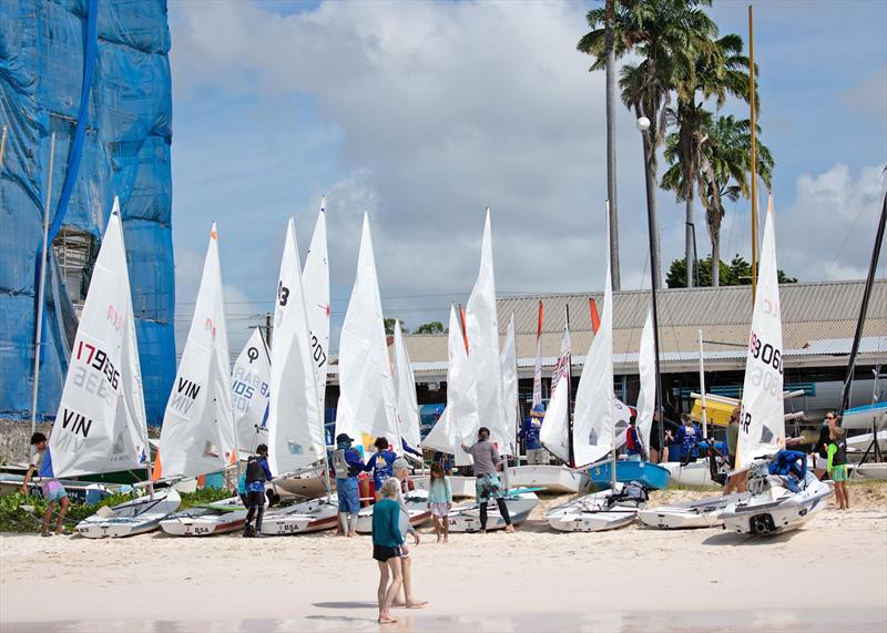 Waiting to launch during Barbados Sailing Week Junior Regatta - photo © Peter Marshall