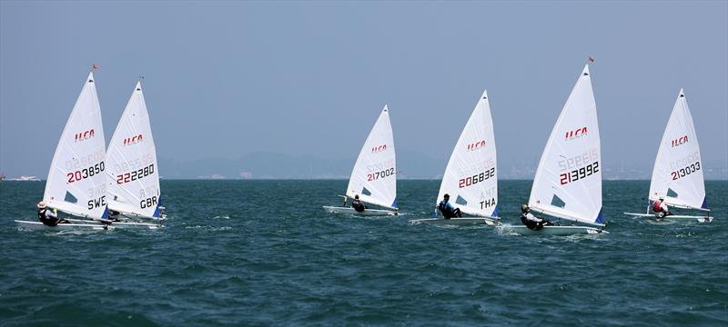ILCA 6 fleet upwind on day 3 of the Royal Varuna Yacht Club Open Masters Championship 2026 photo copyright Henry Weidmann taken at Royal Varuna Yacht Club and featuring the ILCA 6 class