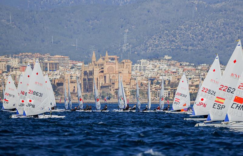 ILCA 6 fleet on day one of the 55th Trofeo Princesa Sofía Mallorca - photo © Sailing Energy / Trofeo Princesa Sofía Mallorca