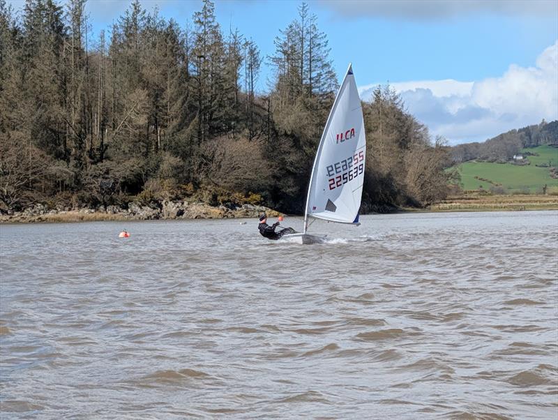 Finn Harris just off the Black Rock during the Solway Yacht Club Easter Weekend photo copyright Richard Bishop taken at Solway Yacht Club and featuring the ILCA 6 class
