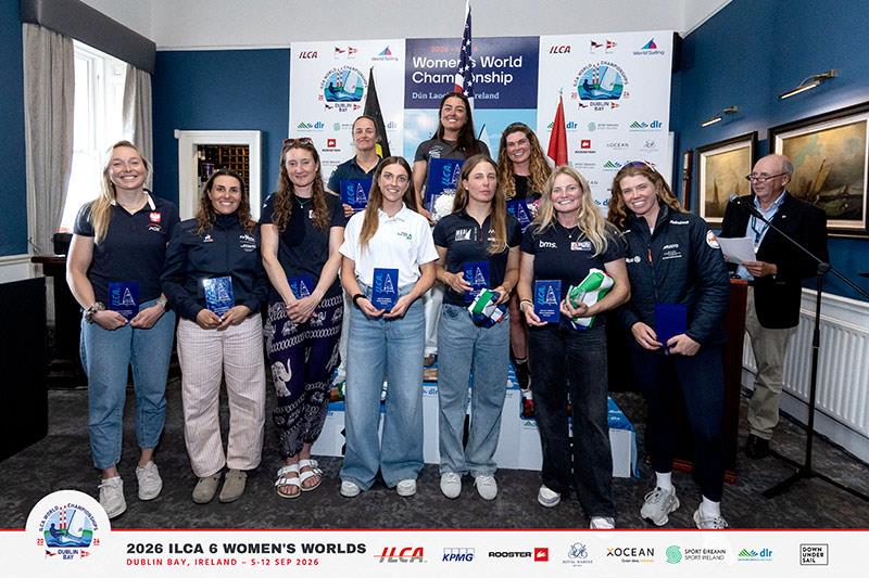 Prize Winners in the 2026 ILCA 6 Women's Worlds in Dun Laoghaire - photo © Jordan Roberts / Down Under Sail