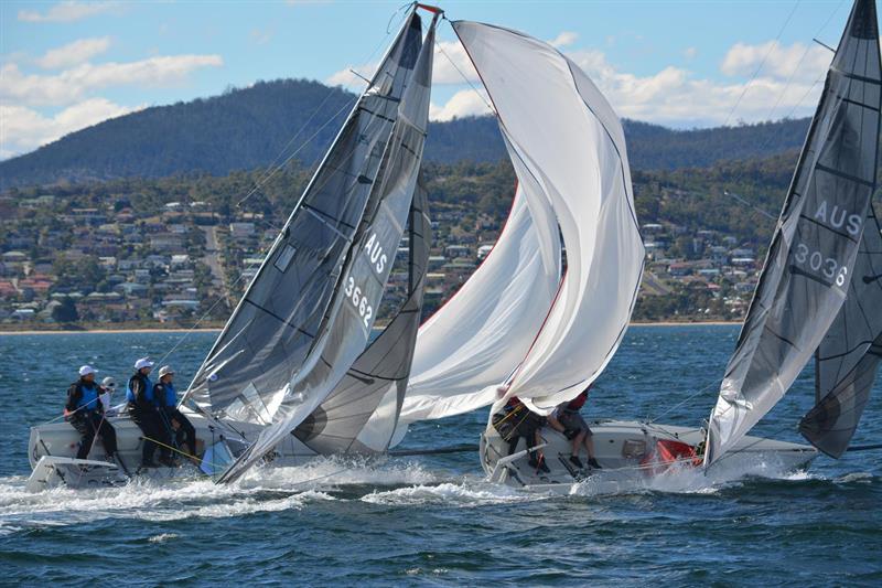 SB20 Australian Championship day 2 photo copyright Colleen Darcey taken at Derwent Sailing Squadron and featuring the SB20 class