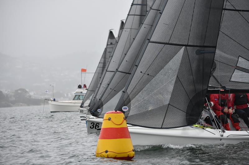 Very tight start line on day 2 of the SB20 Australian Championship photo copyright Jane Austin taken at  and featuring the SB20 class