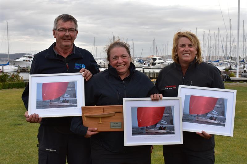 2021 SB20 Australian Championship: Womens Division Winner, Brainwave (l-r) Scott Brain, Clare Brown & Jacinta Cooper photo copyright Jane Austin taken at Derwent Sailing Squadron and featuring the SB20 class