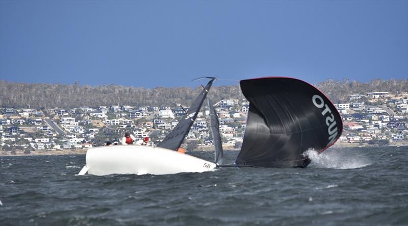 Cook Your Own Dinner loses control during a gybe - Post-Xmas SB20 Summer Pennant Series photo copyright Jane Austin taken at Bellerive Yacht Club and featuring the SB20 class