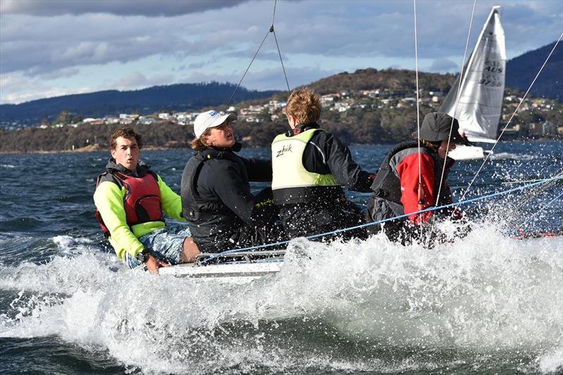 Series leaders Honey Badger skippered by Oli Burnell - Post-Xmas SB20 Summer Pennant Series photo copyright Jane Austin taken at Bellerive Yacht Club and featuring the SB20 class