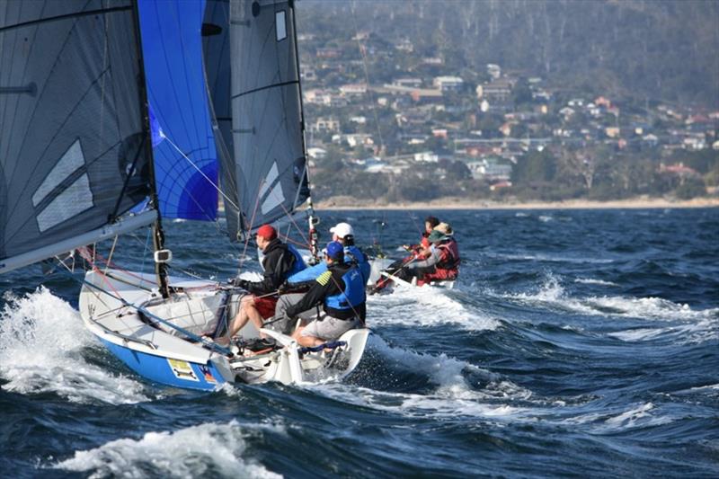 Blue Gull (Scott Glanville) and Wedgewood (David Graney) getting up some speed downwind - SB20 Summer Pennant Series 2020 - photo © Jane Austin