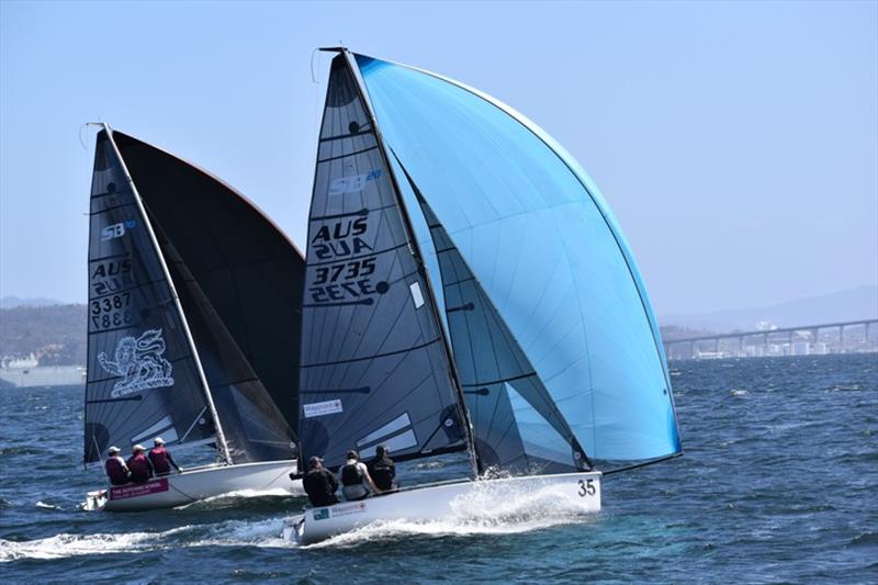 Victoria's Chris Dare sailing the SB20 Ambition with son Lockie and Ben Lamb - Banjo's Shoreline Crown Series Bellerive Regatta 2020 - photo © Jane Austin