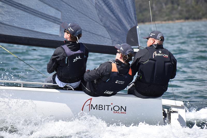 SB20 Tasmanian Champions sailing Ambition Lockie Dare, Ben Lamb and skipper Chris Dare photo copyright Jane Austin taken at Port Dalrymple Yacht Club and featuring the SB20 class