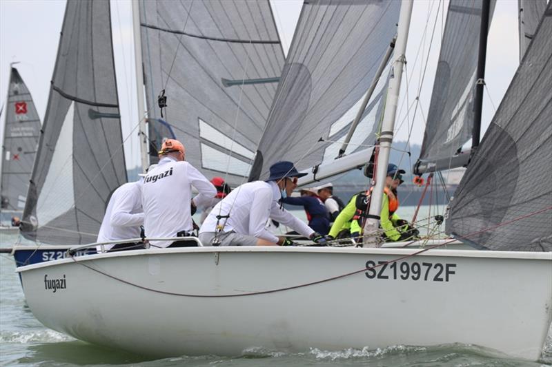 Intense moments as teams prepare for the starting horn - SB20 National Championships Singapore photo copyright Raffles Marina taken at  and featuring the SB20 class