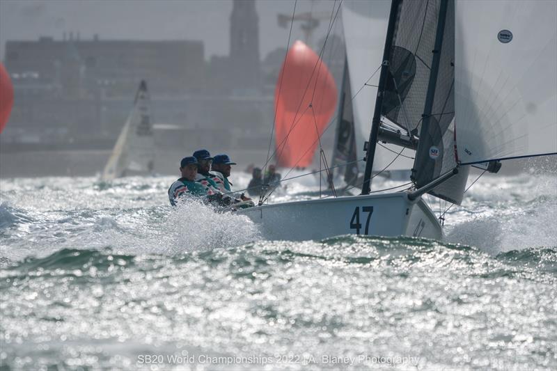 2022 SB20 Worlds at Dun Loughaire day 3 photo copyright Annraoi Blaney taken at Royal Irish Yacht Club and featuring the SB20 class