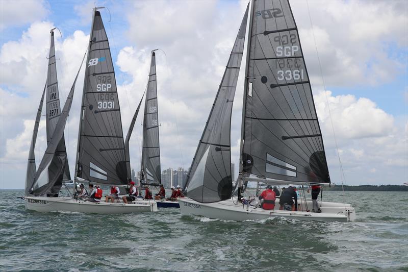 Cruising along the waters outside Raffles Marina - 2022 SB20 National Championships photo copyright Raffles Marina taken at  and featuring the SB20 class