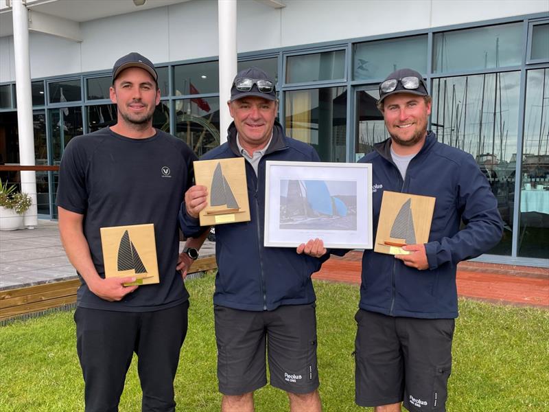 Second place - Aeolus. (L to R) Will Tiller, Brett Cooper and Sam Tiedemann - 2022 SB20 Australian Championship photo copyright Jane Austin taken at Royal Yacht Club of Tasmania and featuring the SB20 class