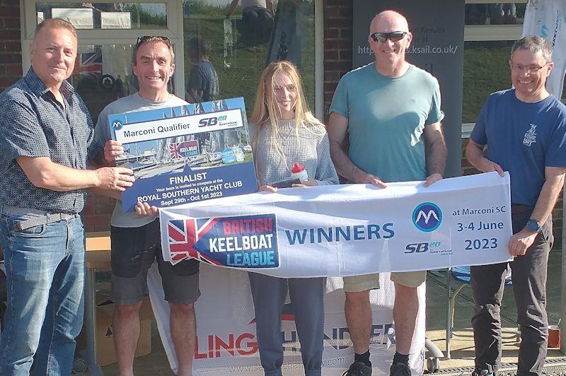 Winners, Team Chichester, with their invite to final - British Keelboat League at Marconi photo copyright Jenny Ball taken at Marconi Sailing Club and featuring the SB20 class