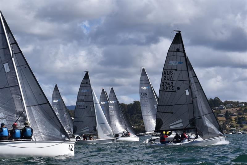 Karabos gets a good start on Day One of racing in the SB20 Australian Championship photo copyright Jane Austin / SB20AUS Media taken at Port Dalrymple Yacht Club and featuring the SB20 class