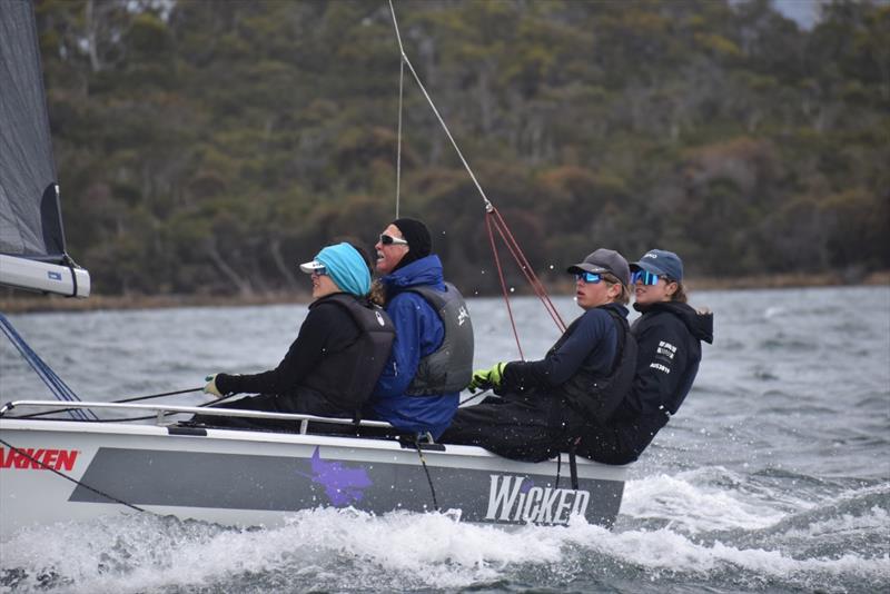 Eirini Marios, Stephen Henley, Nick Jones and Paige Caldecoat a picture of concentration on Day 2 of the SB20 Australian Championship photo copyright Jane Austin taken at Port Dalrymple Yacht Club and featuring the SB20 class