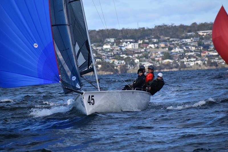 Aeolus on the way to a win in Race One - 2026 Storm Bay Apparel SB20 Australian Championship photo copyright Jane Austin taken at Derwent Sailing Squadron and featuring the SB20 class
