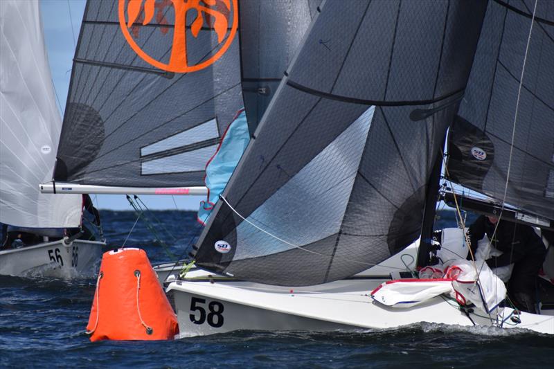 It's a very tight fleet on Day One of the regatta - 2026 Storm Bay Apparel SB20 Australian Championship photo copyright Jane Austin taken at Derwent Sailing Squadron and featuring the SB20 class